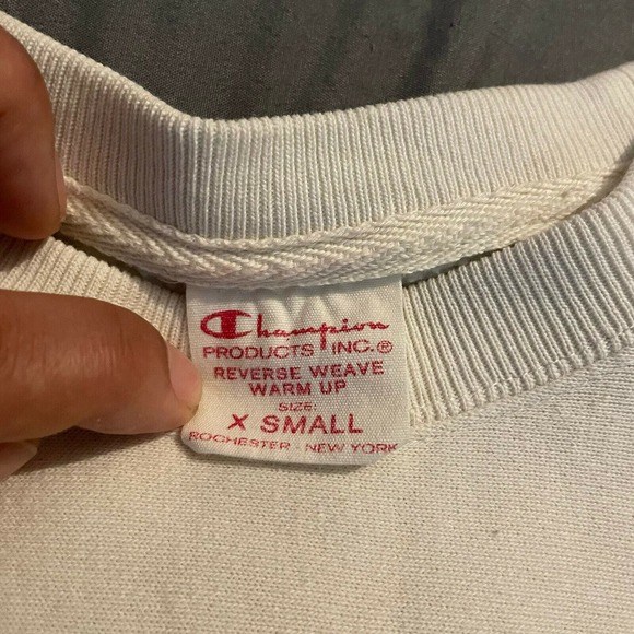 2000’s Champion Reverse Weave VTG Crewneck‎ Sweatshirt Off White Cream Size XS - Picture 3 of 5